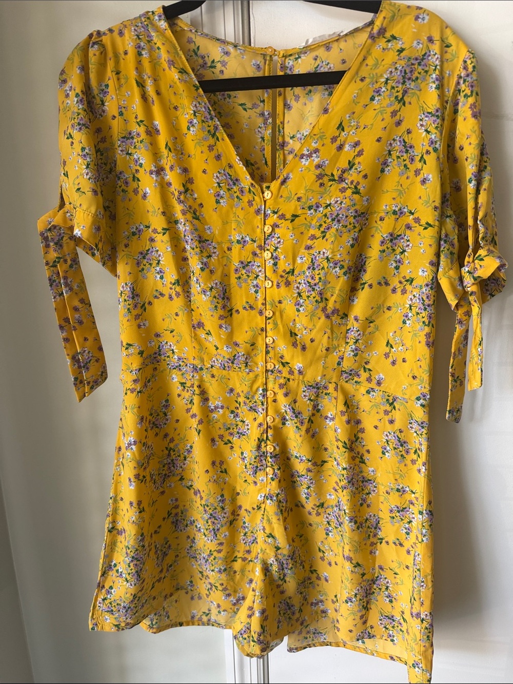 Lush Yellow Floral V-Neck Tunic Romper